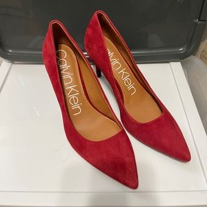 Calvin Klein Red Suede Pump Size 9.5